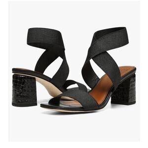 New Donald Pliner Parly Stretch Elastic Heeled Sandal Black Size 8.5